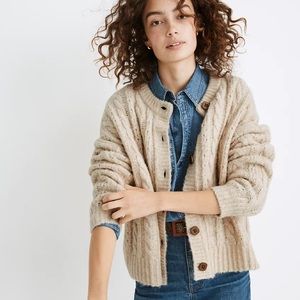 Madewell Pointelle Cable Cardigan Sweater